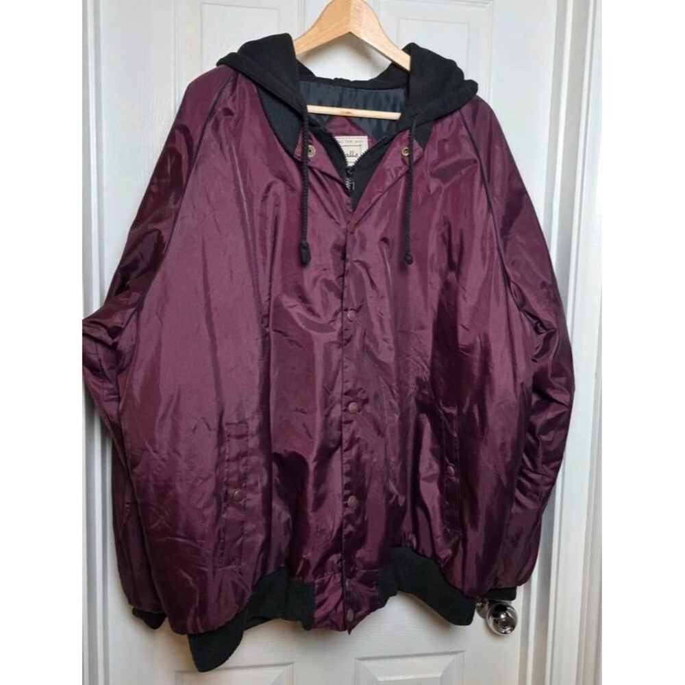 Vintage Walls Outdoors Maroon Hooded Bomber Jacket XL
